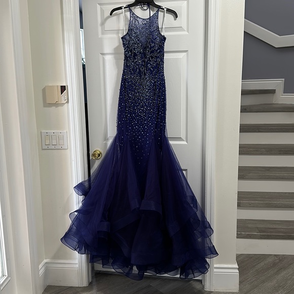 NWT - Royal Blue Beaded Mermaid Gown - Size 4 - Picture 3 of 11